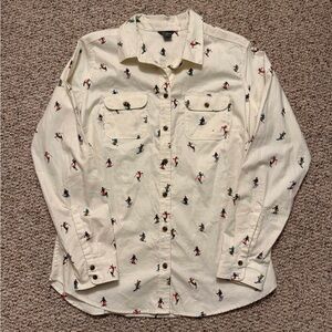 Eddie Bauer white skiers/snowboarders flannel shirt